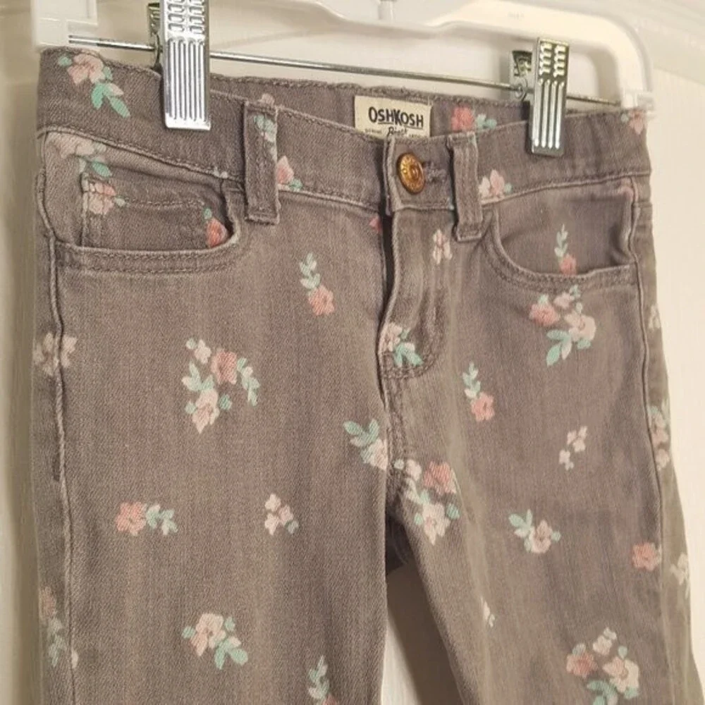 Oshkosh Gray Floral Stretch Denim Jeans